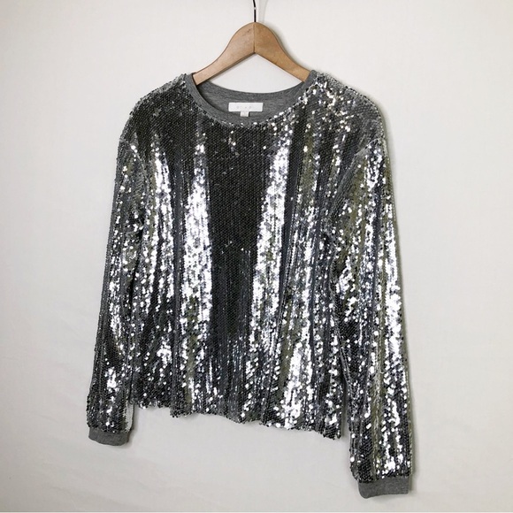 Eri & Ali by Anthropologie Babette Silver sequin top - Picture 5 of 11